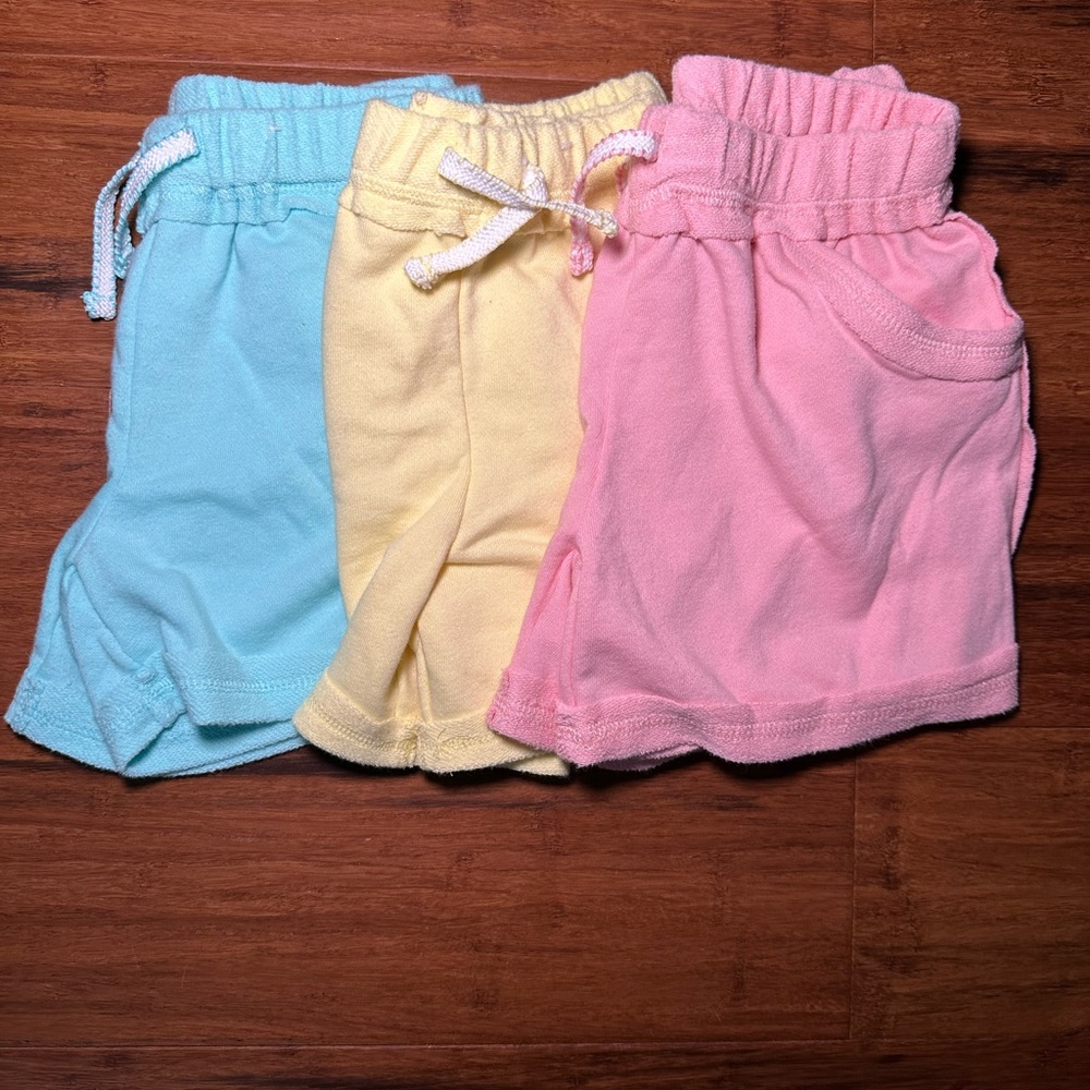 365 Kids Bundle Terry Cloth Drawstring Shorts - Pink, Yellow, Teal NWOT size 7